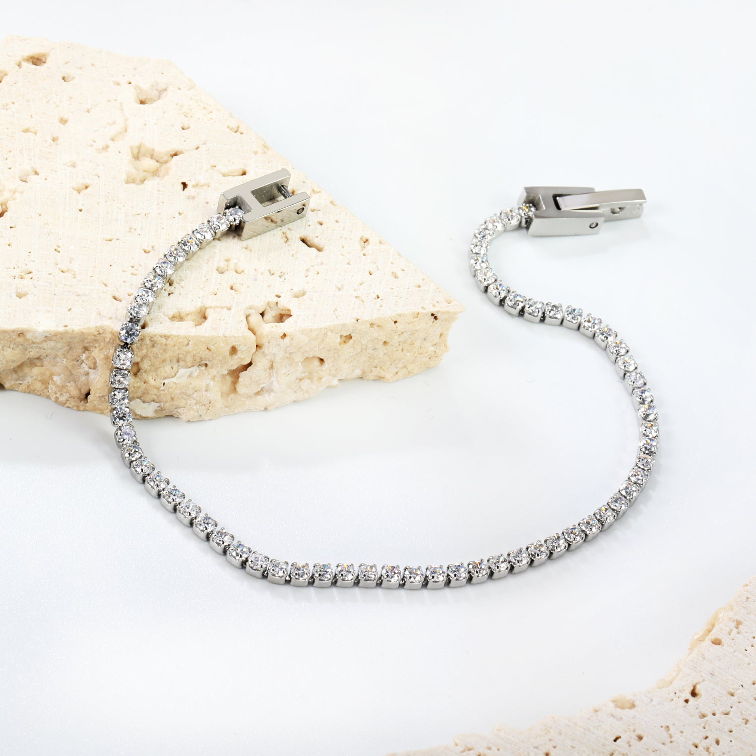 Crystal Zirconia Bracelet | Stainless Steel | Size 2mm*17cm