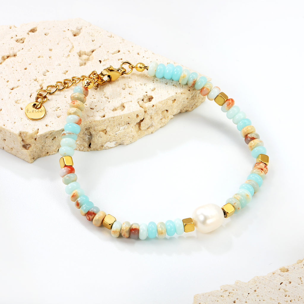 Shoushan Stone Bracelet | 18K Gold | Size 17+3cm