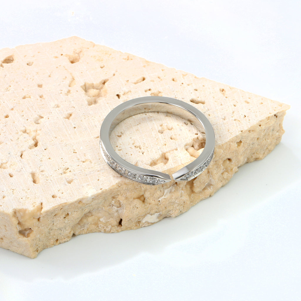 Cross-Shaped White Zirconium Ring | Stainless Steel | Size #8
