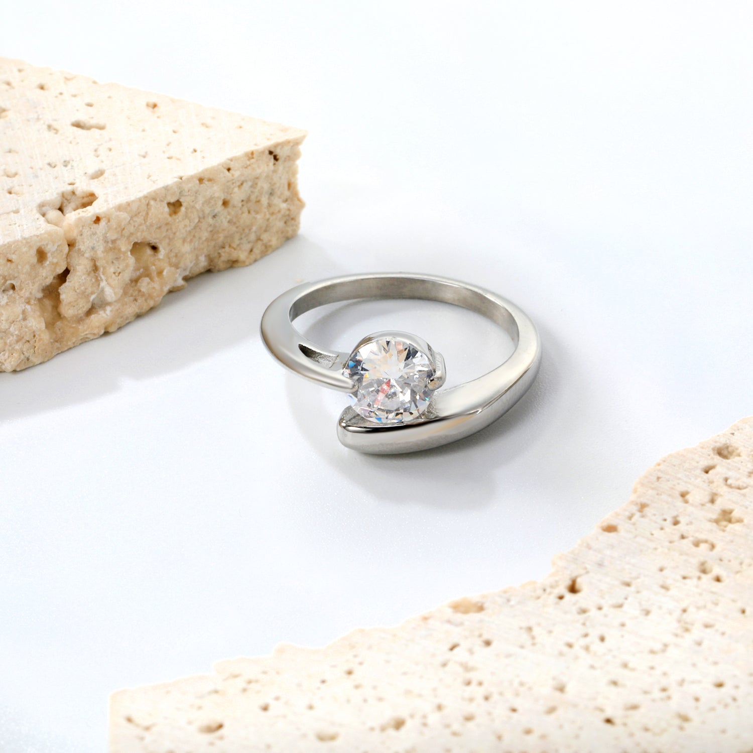 White Stone Ring | Stainless Steel | Size #7