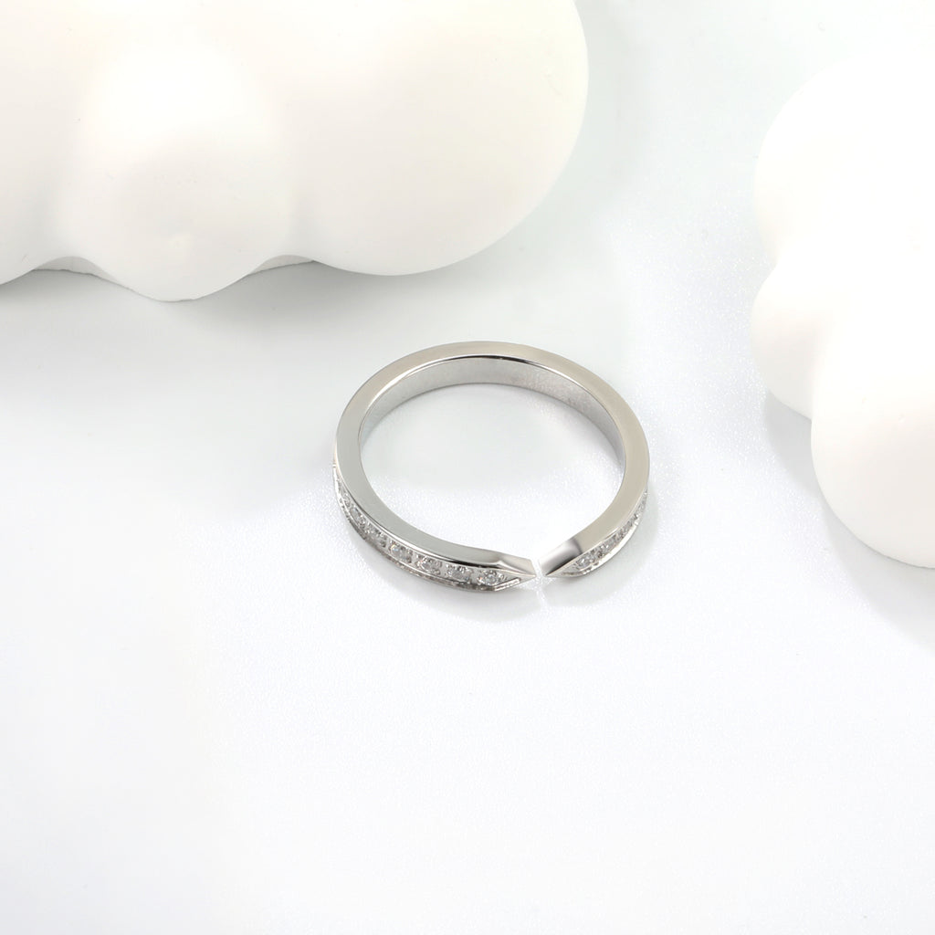 Cross-Shaped White Zirconium Ring | Stainless Steel | Size #8