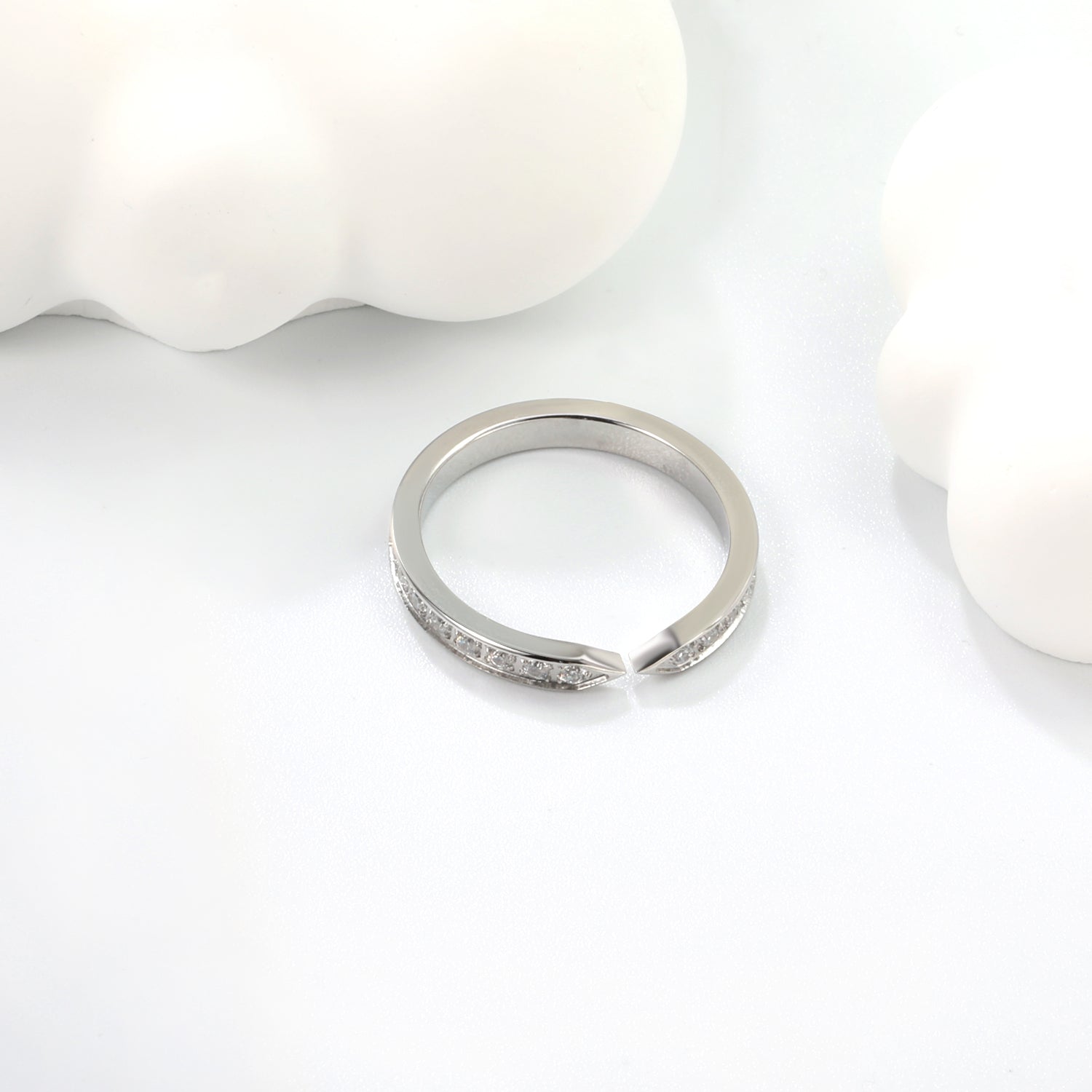 Cross-Shaped White Zirconium Ring | Stainless Steel | Size #8
