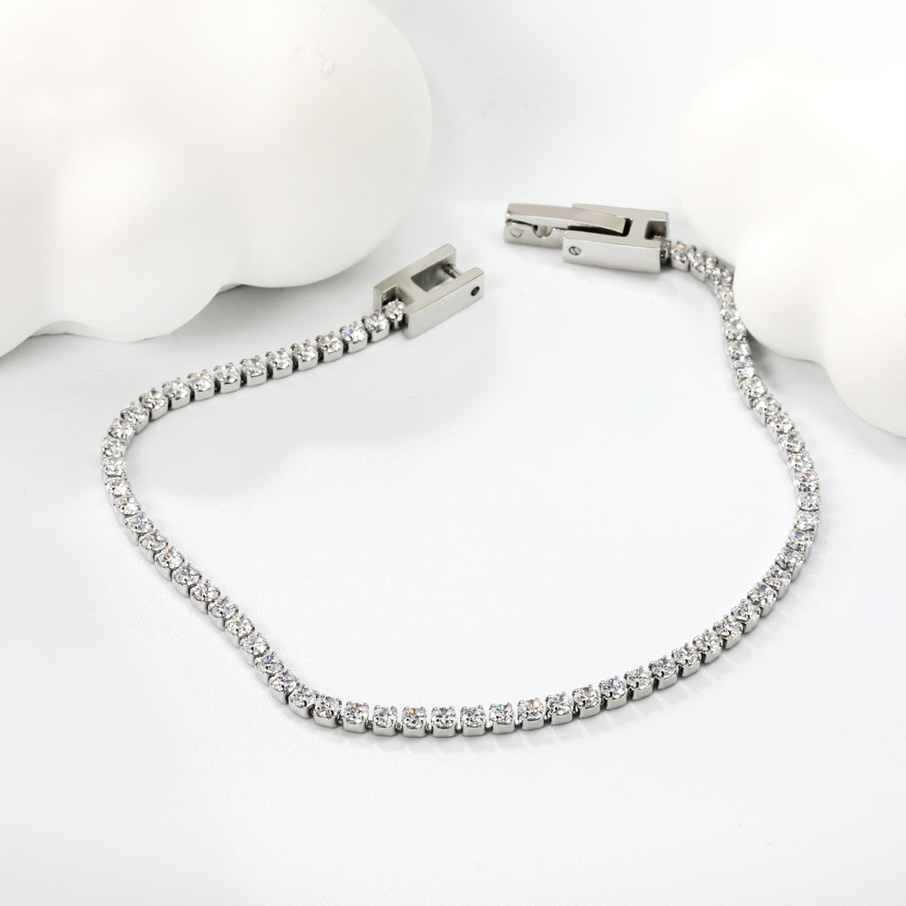 Crystal Zirconia Bracelet | Stainless Steel | Size 2mm*17cm