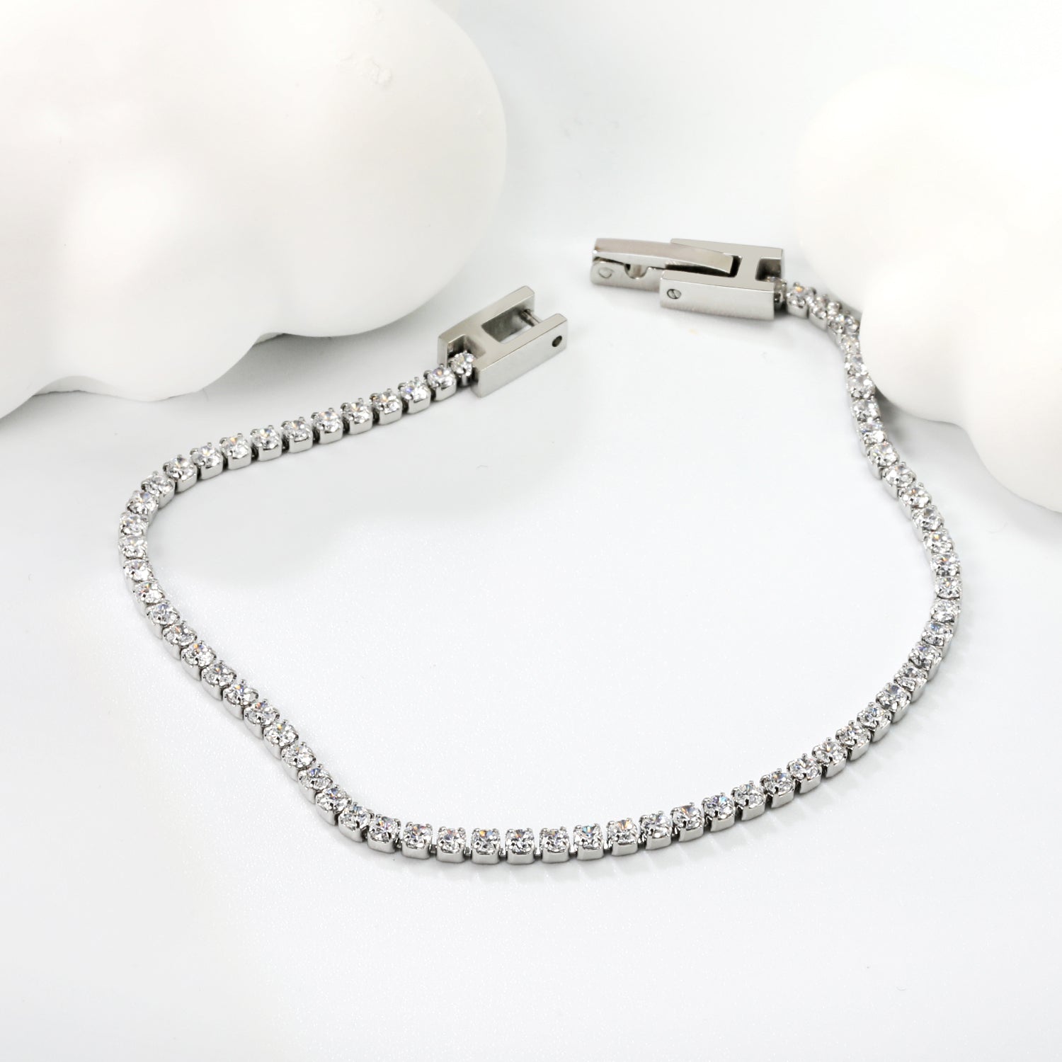 Crystal Zirconia Bracelet | Stainless Steel | Size 2mm*17cm