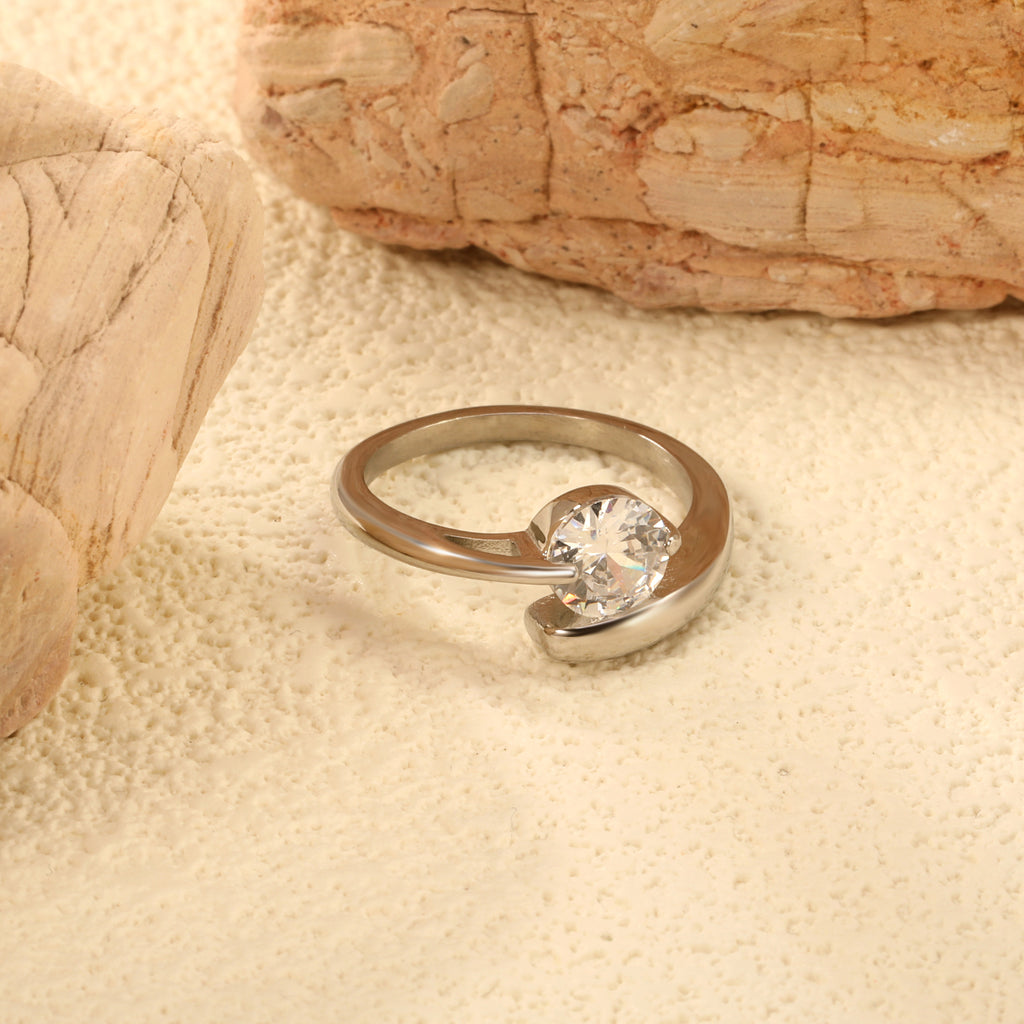 White Stone Ring | Stainless Steel | Size #8