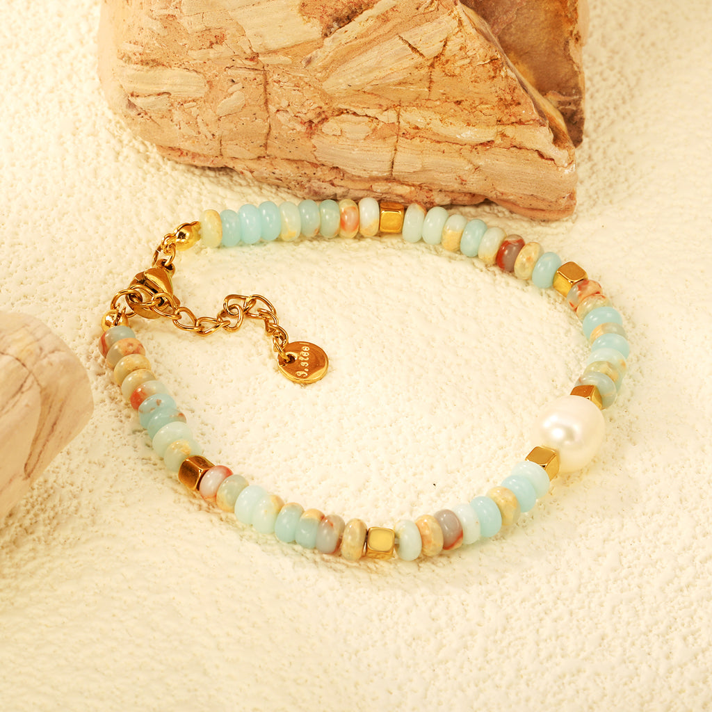 Shoushan Stone Bracelet | 18K Gold | Size 17+3cm