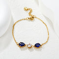 Pear Shaped White & Blue diamonds Bracelet | 18K Gold | Size 18+3cm