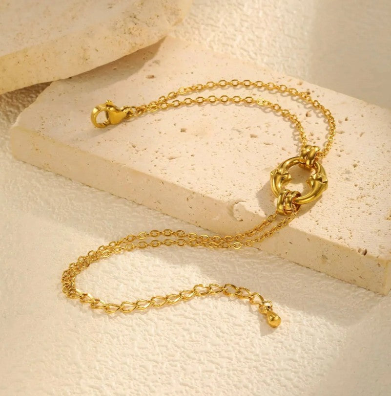 Rivet Elliptical Gold Bracelet | 18K Gold | Size 16+5cm
