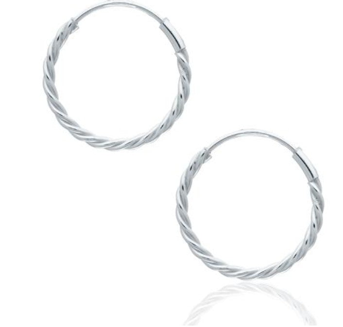 Sterling Silver Twisted Hoop Earrings | 1.5 x 18mm