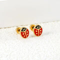 Ladybug Twisted Screw Plug Stud Earring | 18K Gold