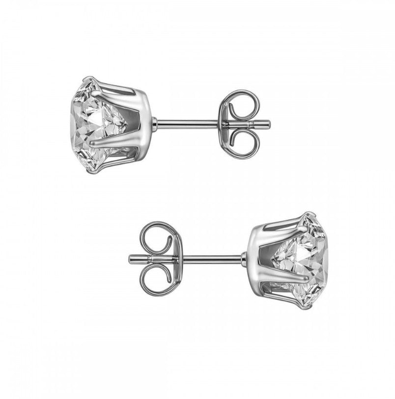 Crystal Zircon Stud Earrings | Stainless Steel| Size 3-8mm