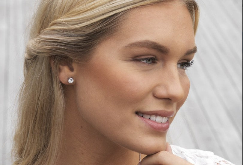 Crystal Zircon Stud Earrings | Stainless Steel| Size 3-8mm