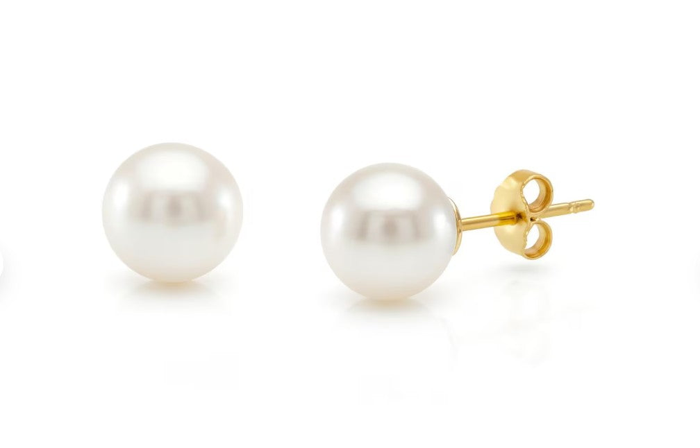 Pearl Stud Earrings | 18K Gold Plated | Size 4-8mm