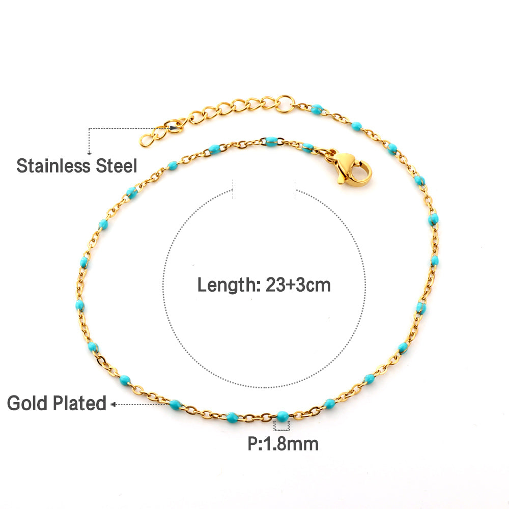 Bohomeian Coloured Anklet | 18K Gold