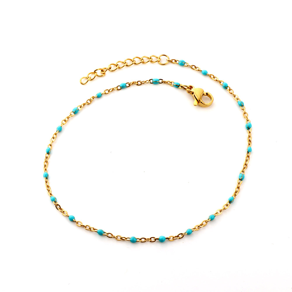 Bohomeian Coloured Anklet | 18K Gold