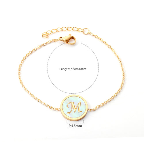 'M' Chain Bracelet | 18K Gold | Size 16+3cm