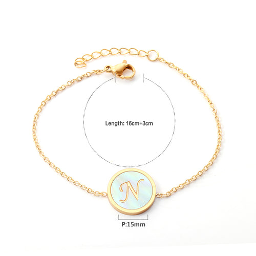 'N' Chain Bracelet | 18K Gold | Size 16+3cm