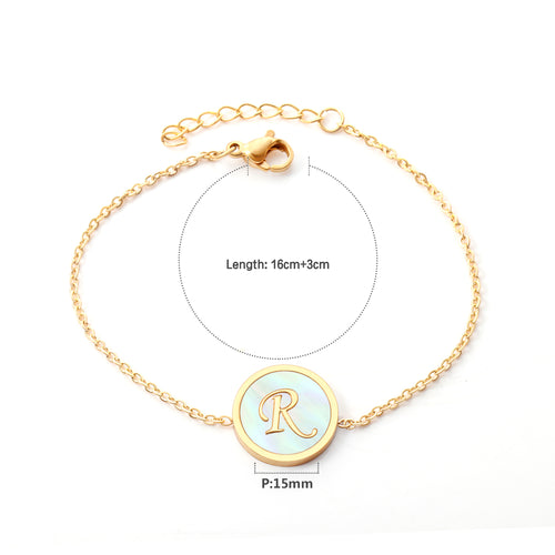 'R' Chain Bracelet | 18K Gold | Size 16+3cm