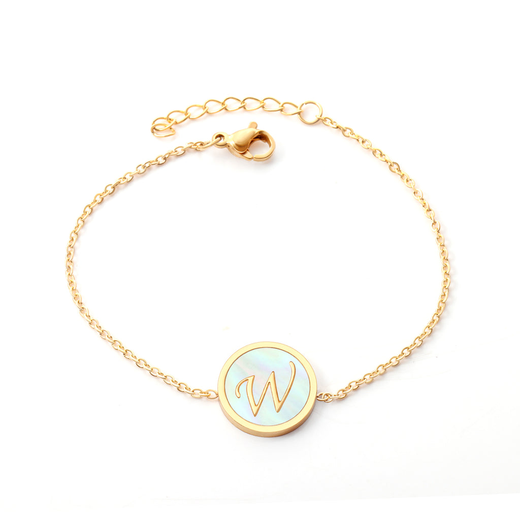 W Mother-of-Pearl Bracelet | 18K Gold | Size 16+3cm