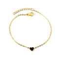 Black Heart Enamel Bracelet | 18K Gold | Size 17+3cm