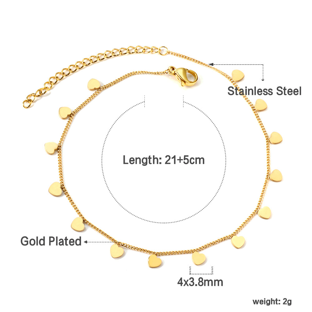 Heart Accessory Anklet Gold Anklet | 18K Gold | Size 21+5cm