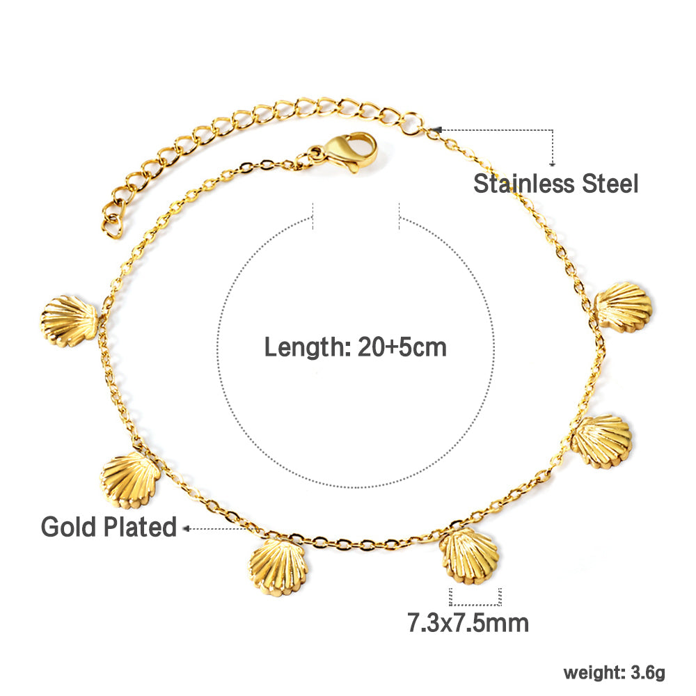 Shell Accessory Anklet | 18K Gold | Size 20+5cm