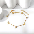 White Stone & Dragonfly Anklet | 18K Gold