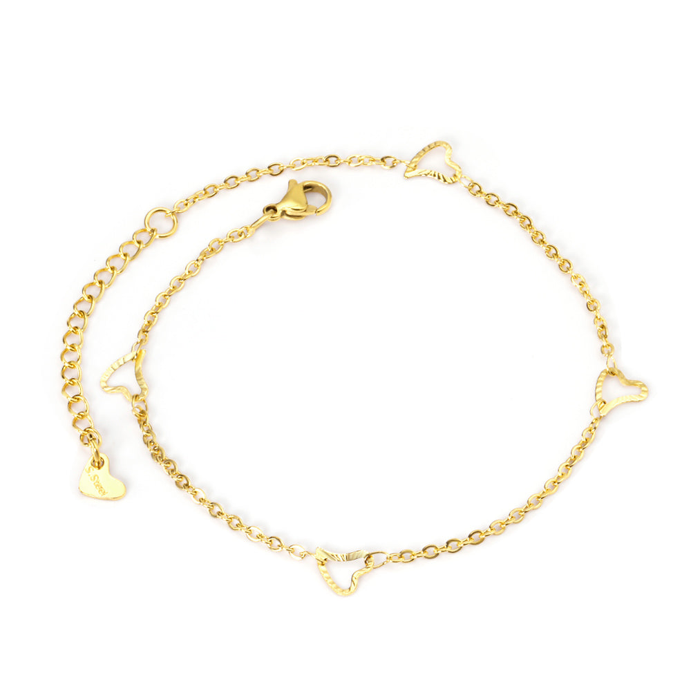 Fashion Heart  Gold Color Anklet | 18K Gold