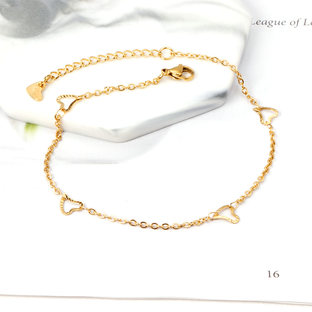 Fashion Heart  Gold Color Anklet | 18K Gold