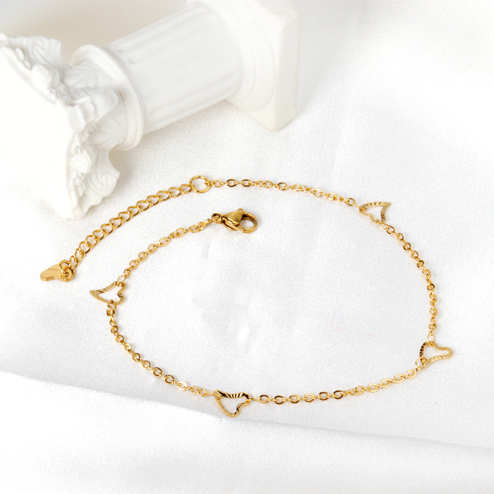 Fashion Heart  Gold Color Anklet | 18K Gold