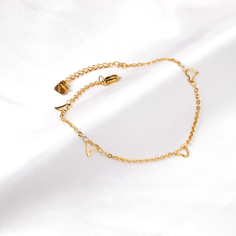 Fashion Heart  Gold Color Anklet | 18K Gold
