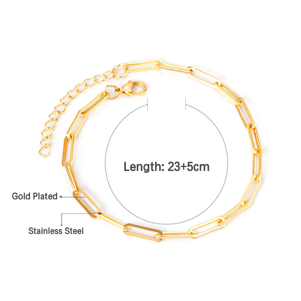 Paperclip Design Anklet | 18K Gold