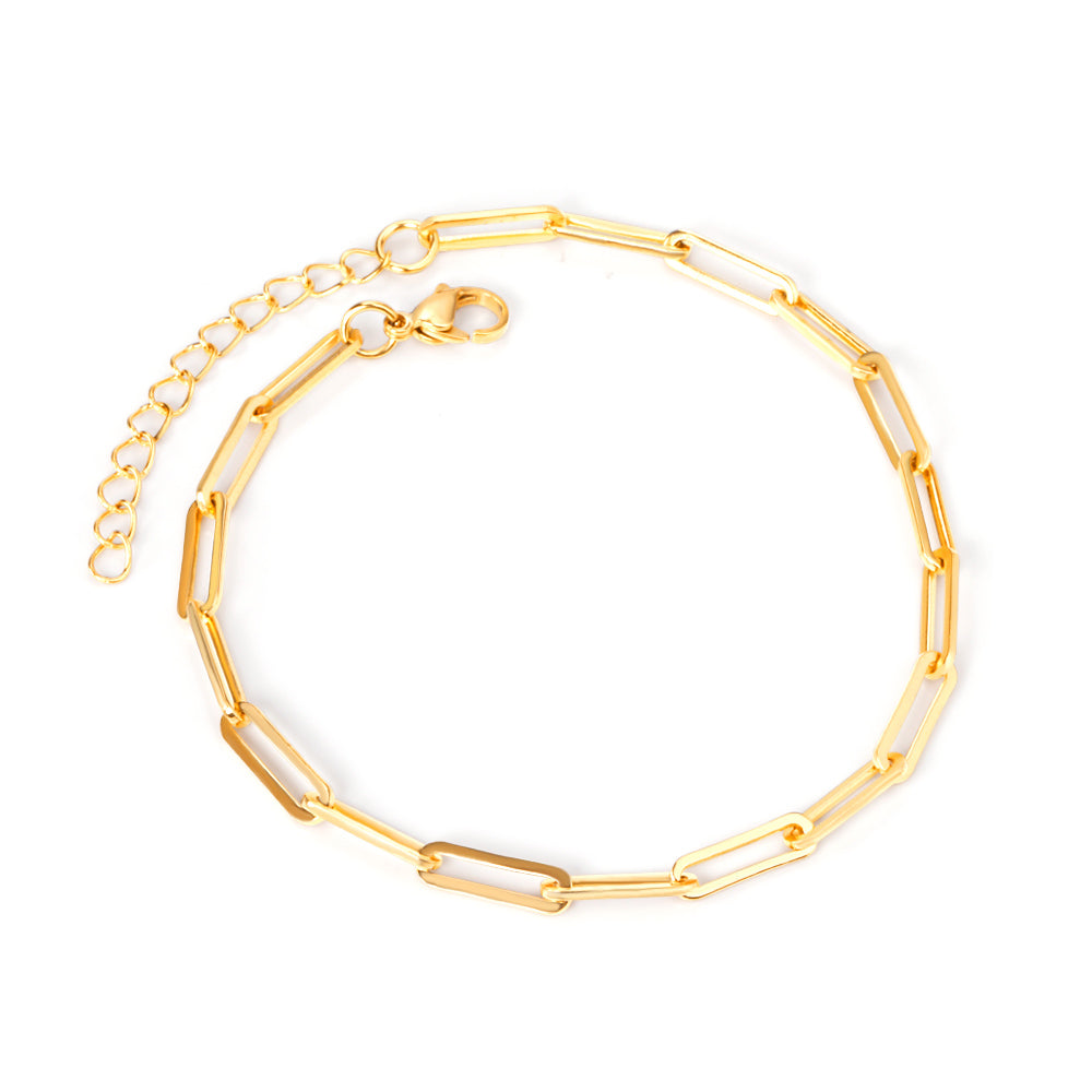 Paperclip Design Anklet | 18K Gold