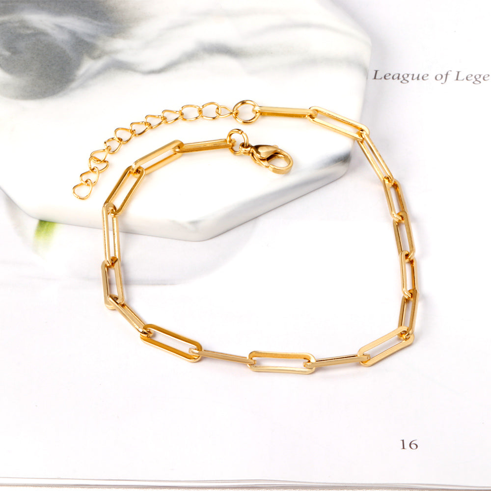 Paperclip Design Anklet | 18K Gold