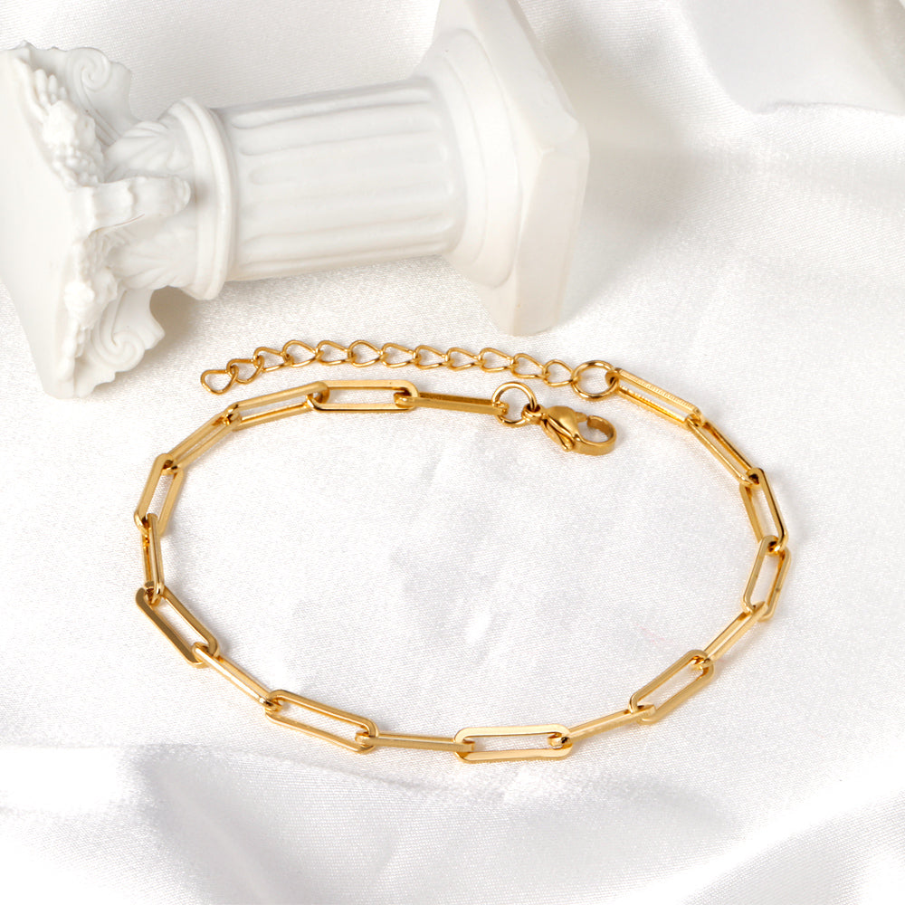 Paperclip Design Anklet | 18K Gold
