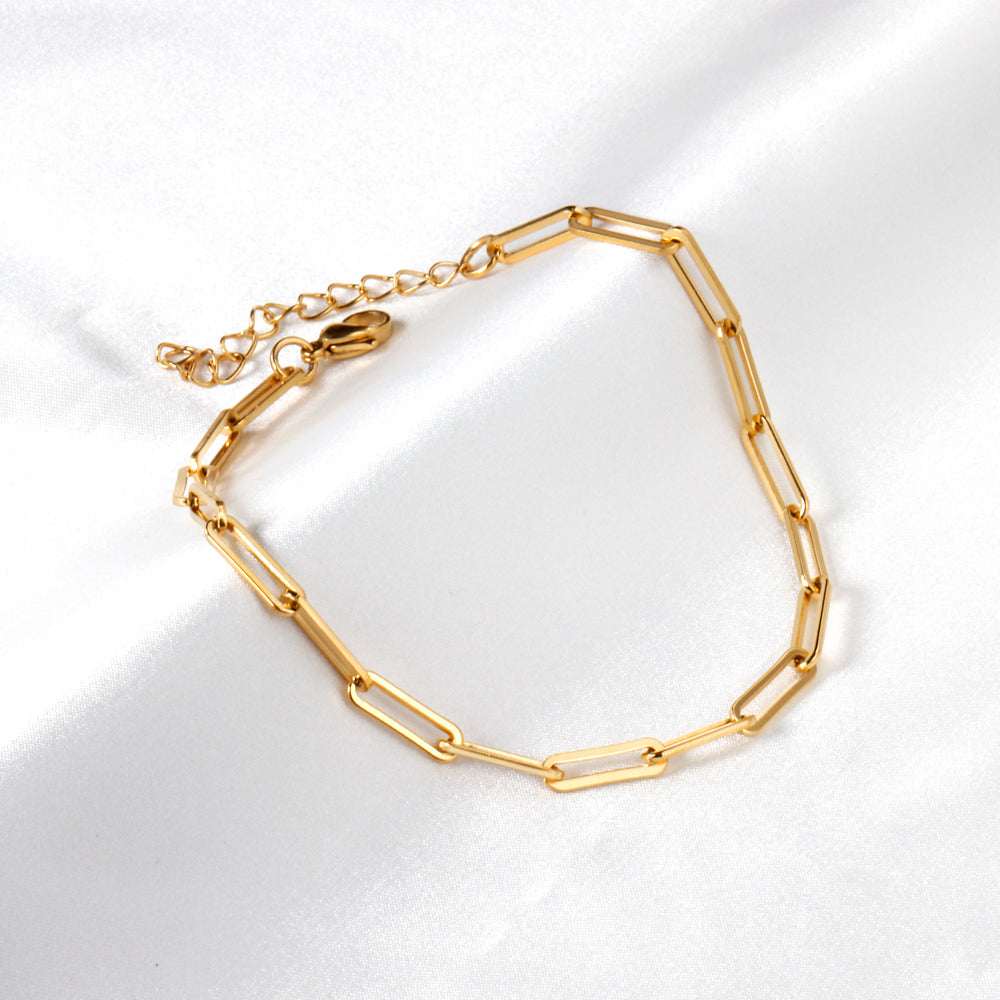 Paperclip Design Anklet | 18K Gold