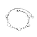 Heart Charm Bracelet | Silver Steel | Size 18+5cm