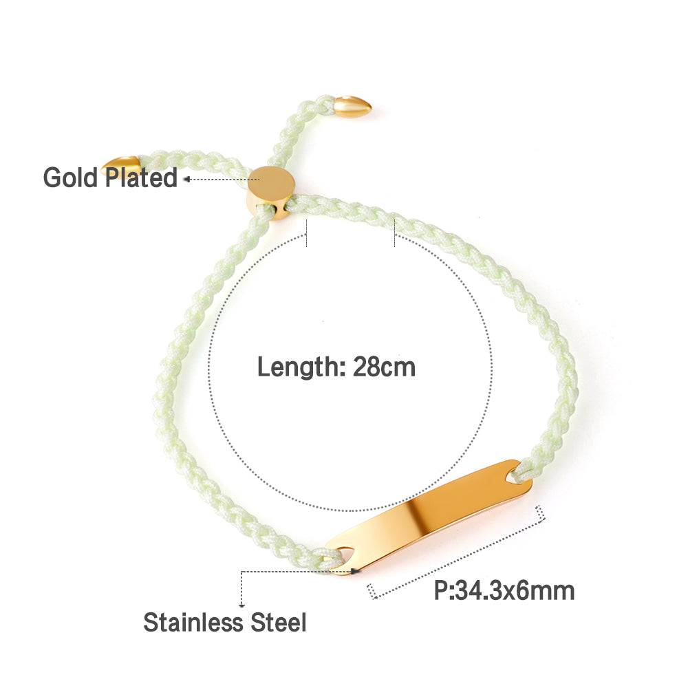 String Plate Bracelet | 18K Gold | Size 28cm