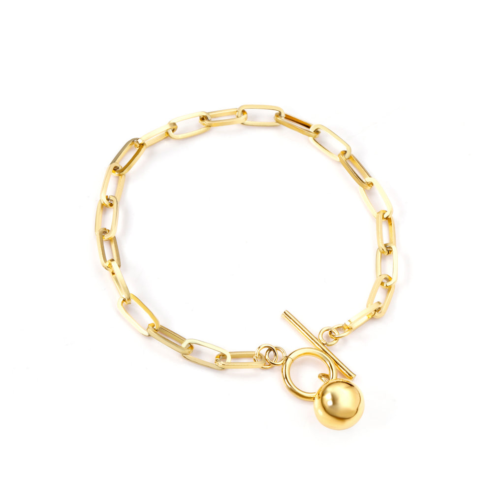 Vintage Design Paperclip Bracelet | 18K Gold | Size 21cm