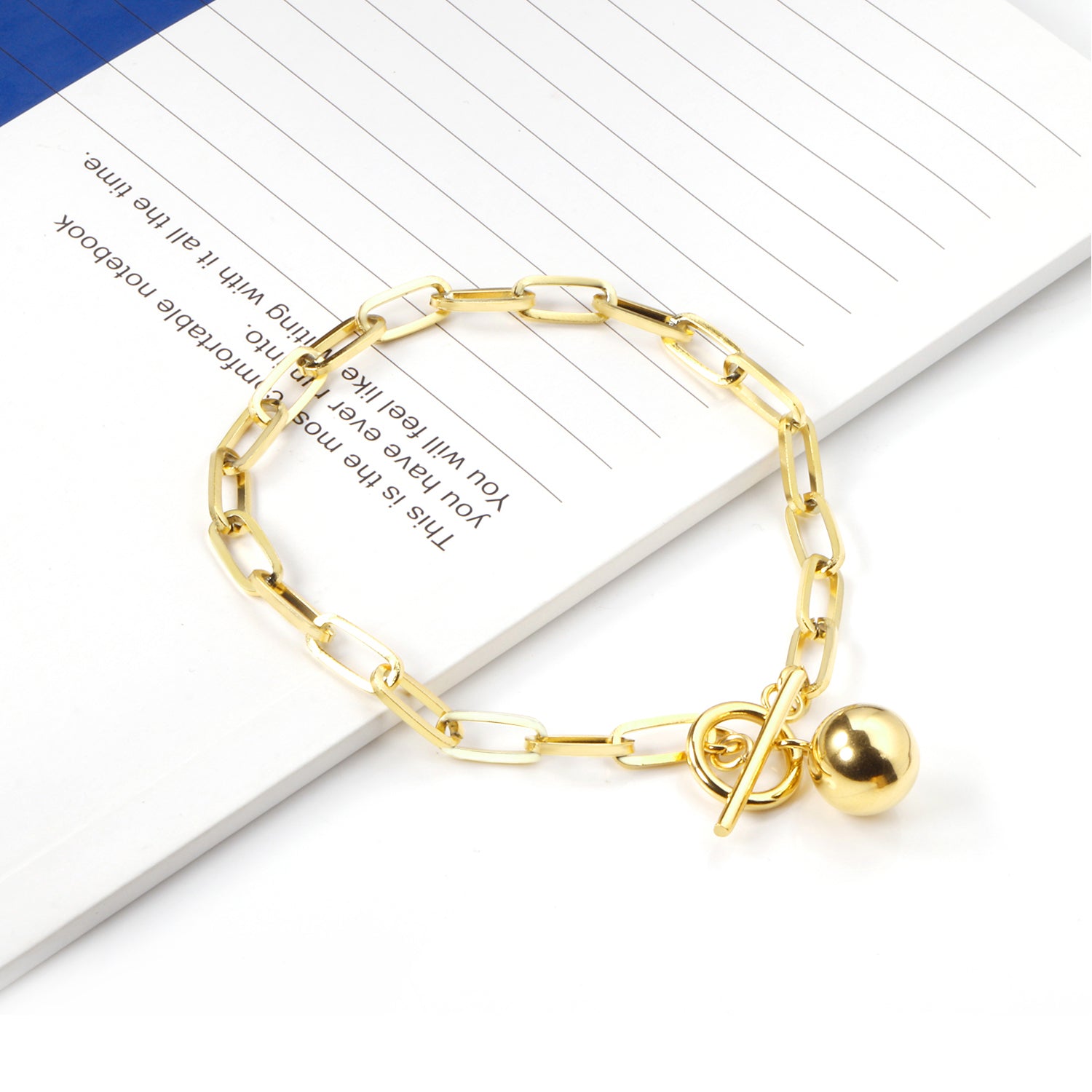 Vintage Design Paperclip Bracelet | 18K Gold | Size 21cm