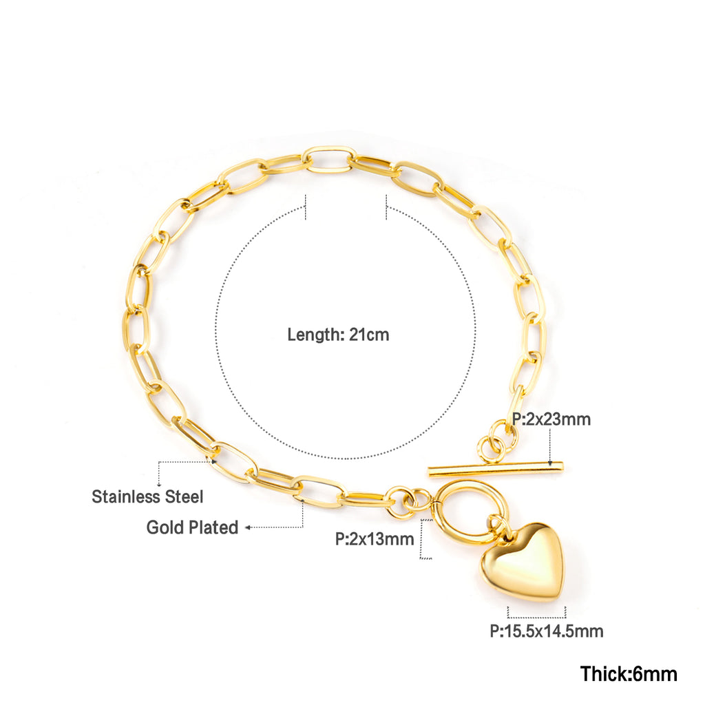 Vintage Design Paperclip Bracelet | 18K Gold | Size 21cm
