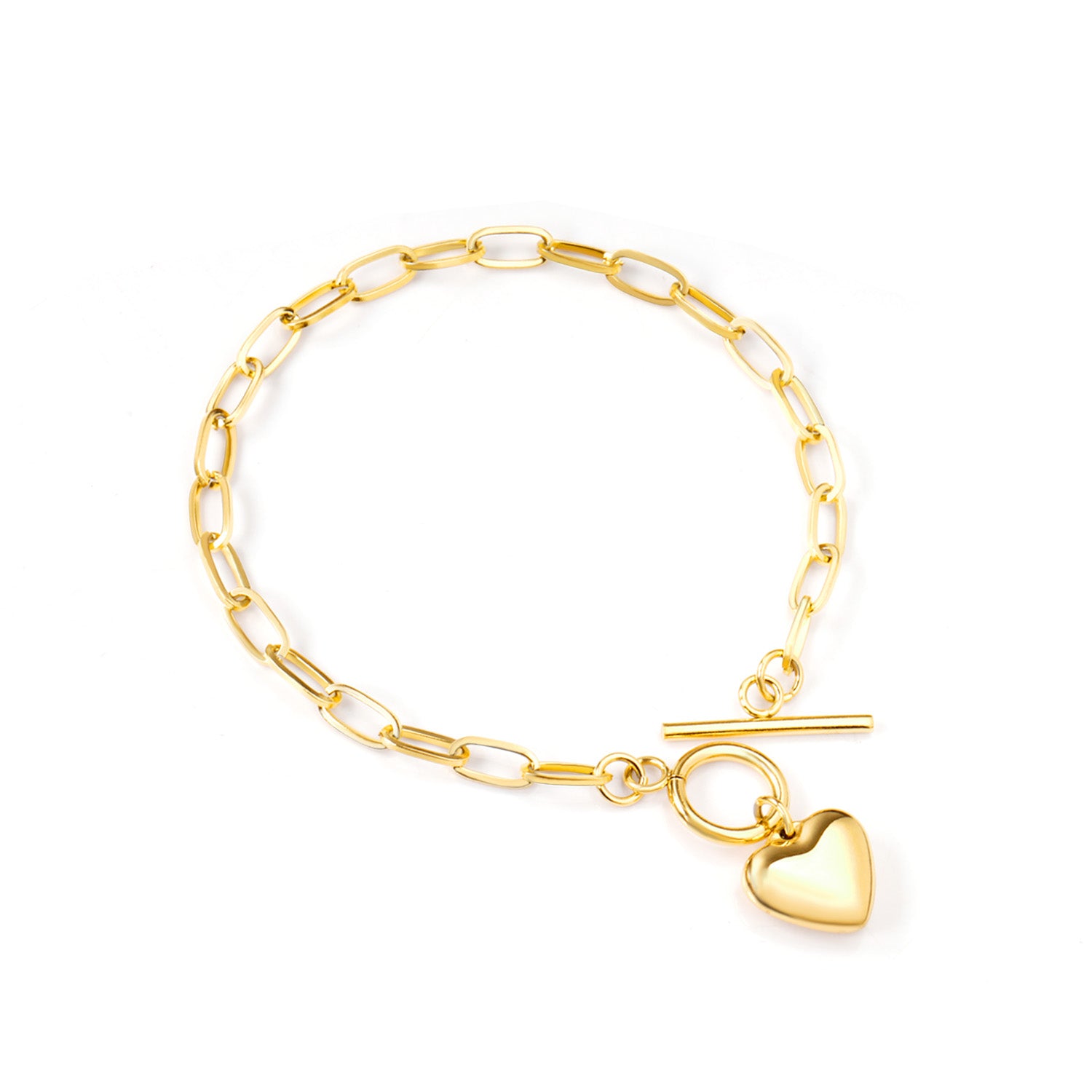 Vintage Design Paperclip Bracelet | 18K Gold | Size 21cm