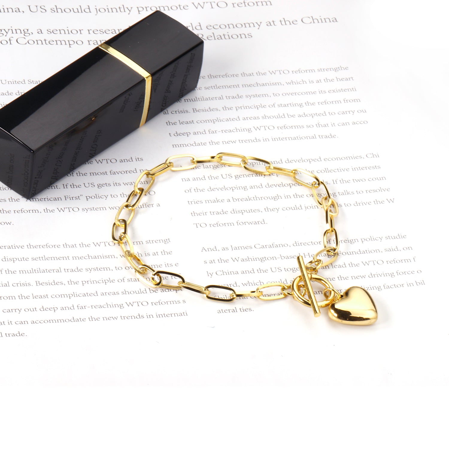 Vintage Design Paperclip Bracelet | 18K Gold | Size 21cm