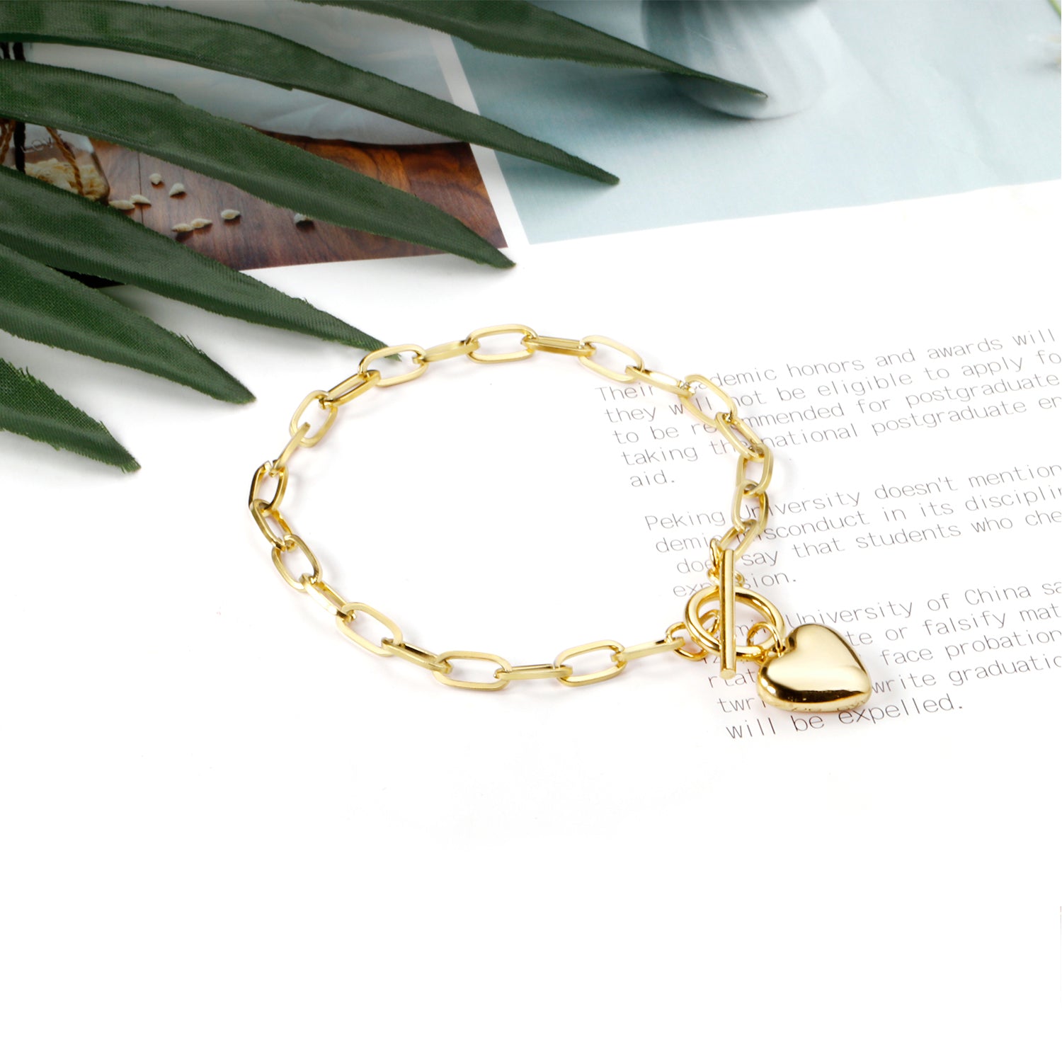 Vintage Design Paperclip Bracelet | 18K Gold | Size 21cm