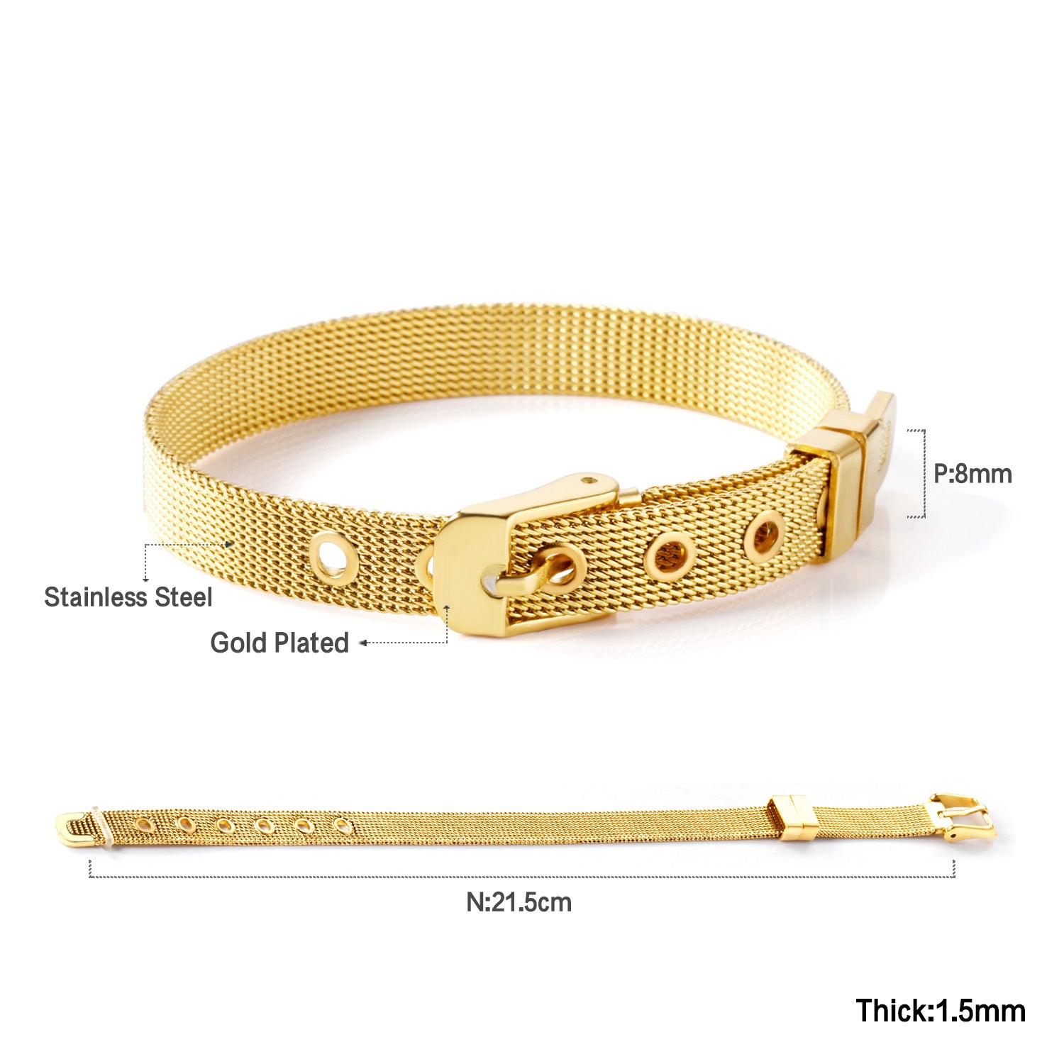 Watch Belt Mesh Bracelet | 18K Gold