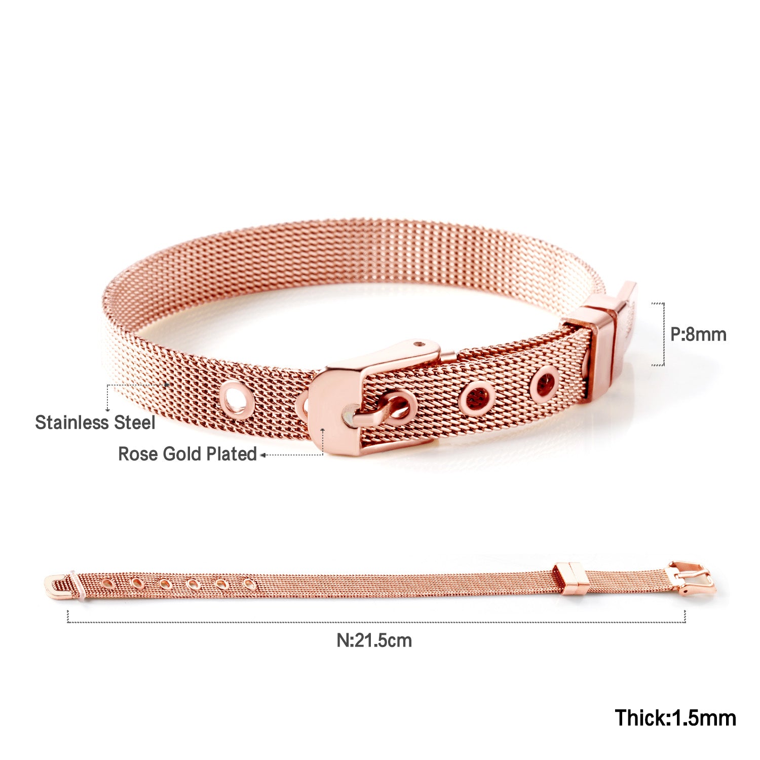 Watch Belt Mesh Bracelet | 18K Rose Gold