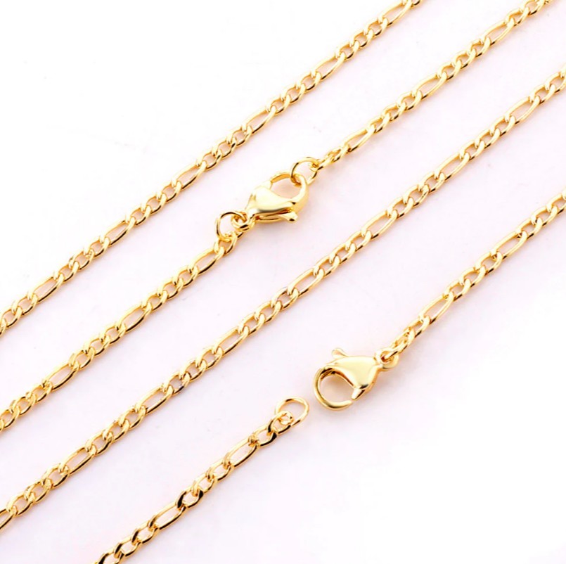 Classic Figaro Design Necklace Chain | 18K Gold | 45 cm