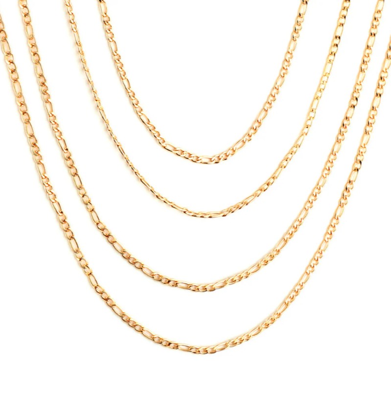 Classic Figaro Design Necklace Chain | 18K Gold | 45 cm