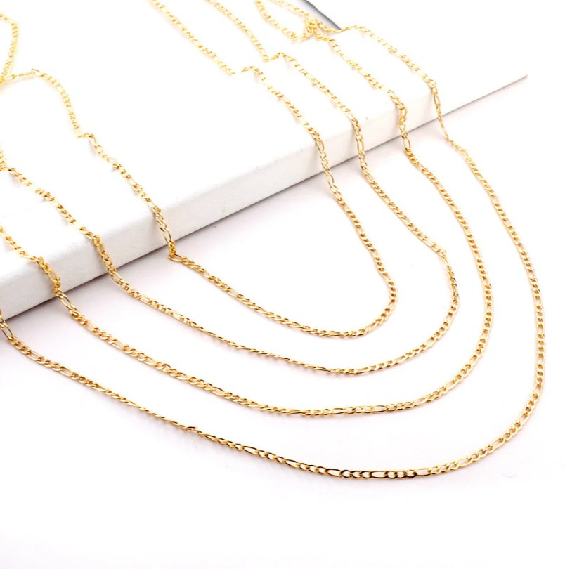 Classic Figaro Design Necklace Chain | 18K Gold | 45 cm