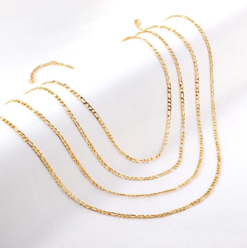 Classic Figaro Design Necklace Chain | 18K Gold | 45 cm